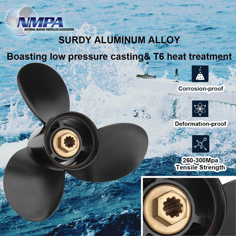 VIF Jason Marine 10 3/8 x 13 Aluminum Outboard Propeller for Mercury Engines 9.9-25HP - Image 3