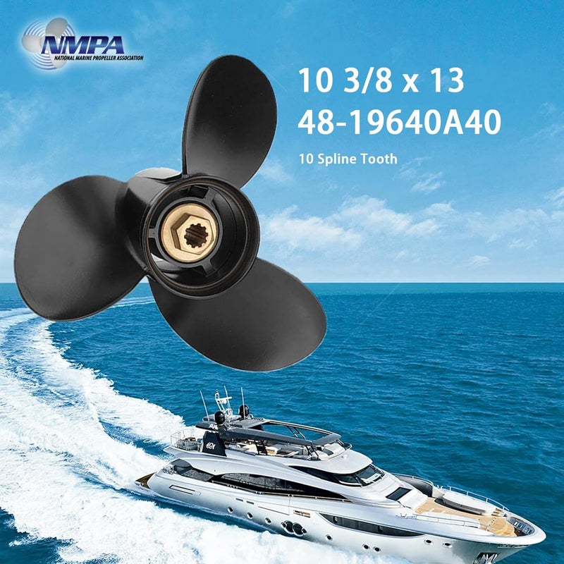 VIF Jason Marine 10 3/8 x 13 Aluminum Outboard Propeller for Mercury Engines 9.9-25HP - Image 2