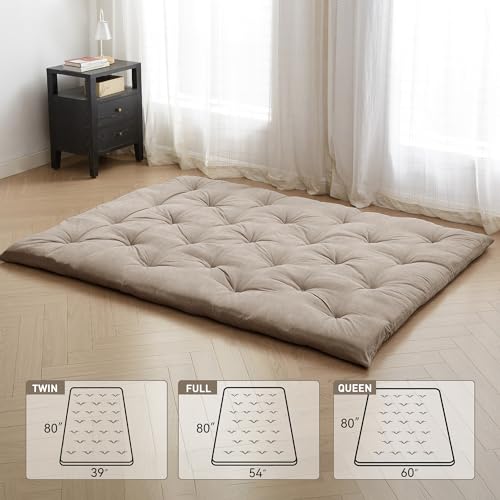 IMSMARTMART Futon Mattress Japanese Floor Mattress Folding Roll Up Bed Topper Mat for Guest,Lounger and Tavel 72X30 Inches Khaki - Image 3