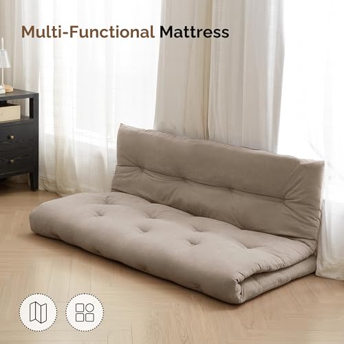 IMSMARTMART Futon Mattress Japanese Floor Mattress Folding Roll Up Bed Topper Mat for Guest,Lounger and Tavel 72X30 Inches Khaki - Image 4