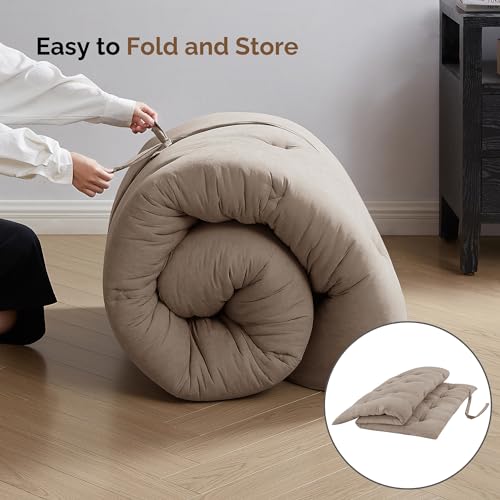 IMSMARTMART Futon Mattress Japanese Floor Mattress Folding Roll Up Bed Topper Mat for Guest,Lounger and Tavel 72X30 Inches Khaki - Image 5