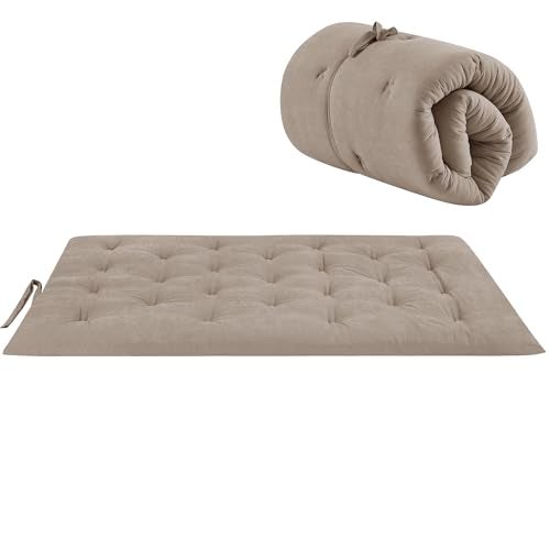 IMSMARTMART Futon Mattress Japanese Floor Mattress Folding Roll Up Bed Topper Mat for Guest,Lounger and Tavel 72X30 Inches Khaki - Image 1