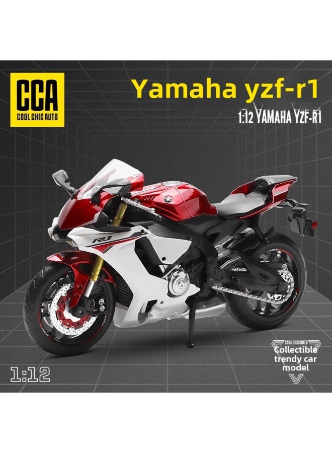 Yamaha YZFR1 Motorcycle Model Toy Simulation Alloy Locomotive Car Model Boy Car Collection Hand Ornaments-Color:Yamaha YZFR1-Black [Genuine Authorized Collection Silent Light Belt Base]]  - Image 2
