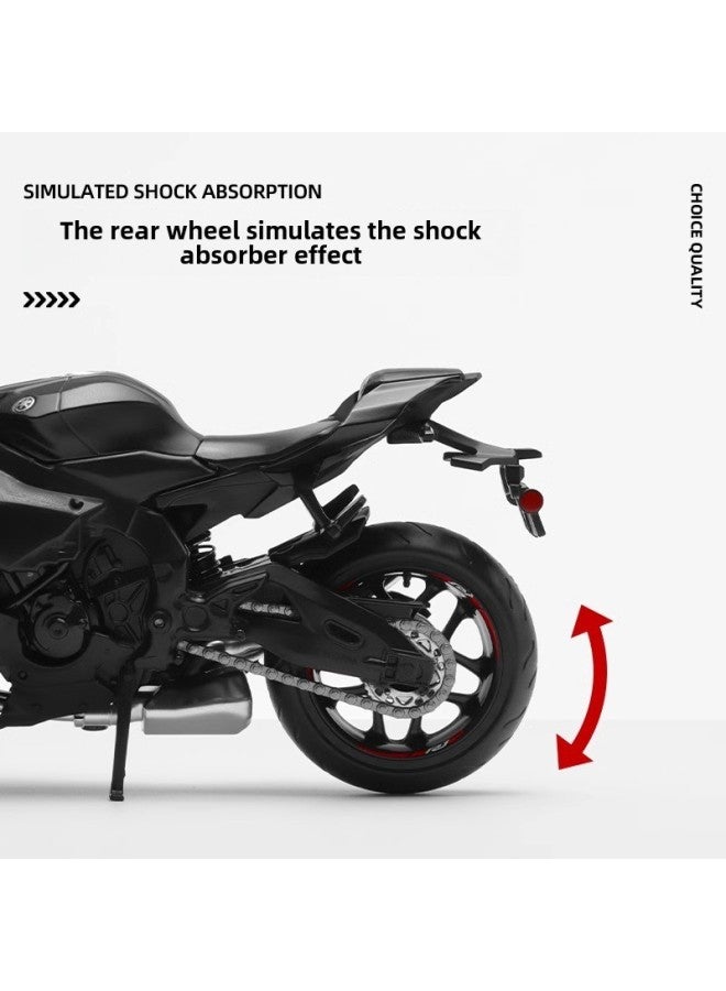 Yamaha YZFR1 Motorcycle Model Toy Simulation Alloy Locomotive Car Model Boy Car Collection Hand Ornaments-Color:Yamaha YZFR1-Black [Genuine Authorized Collection Silent Light Belt Base]]  - Image 5