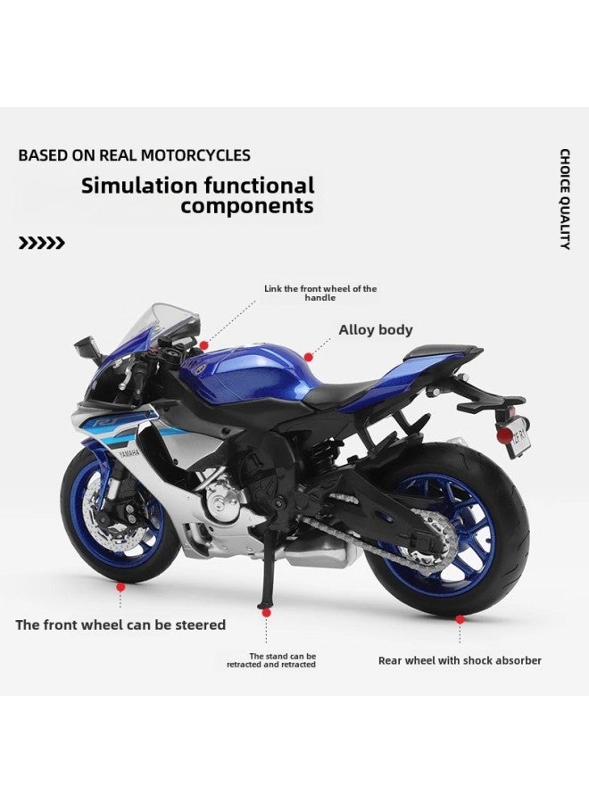 Yamaha YZFR1 Motorcycle Model Toy Simulation Alloy Locomotive Car Model Boy Car Collection Hand Ornaments-Color:Yamaha YZFR1-Black [Genuine Authorized Collection Silent Light Belt Base]]  - Image 3