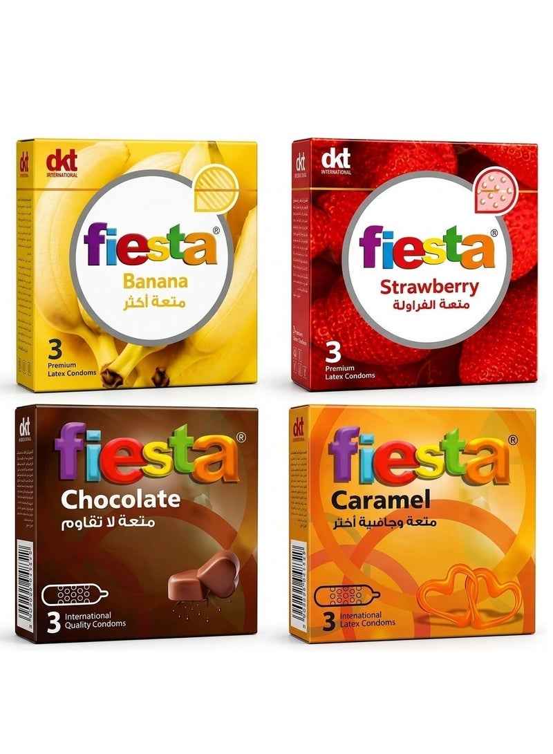 FIESTA Flavors Set Condoms - 4 Box 3 Pieces - Image 1