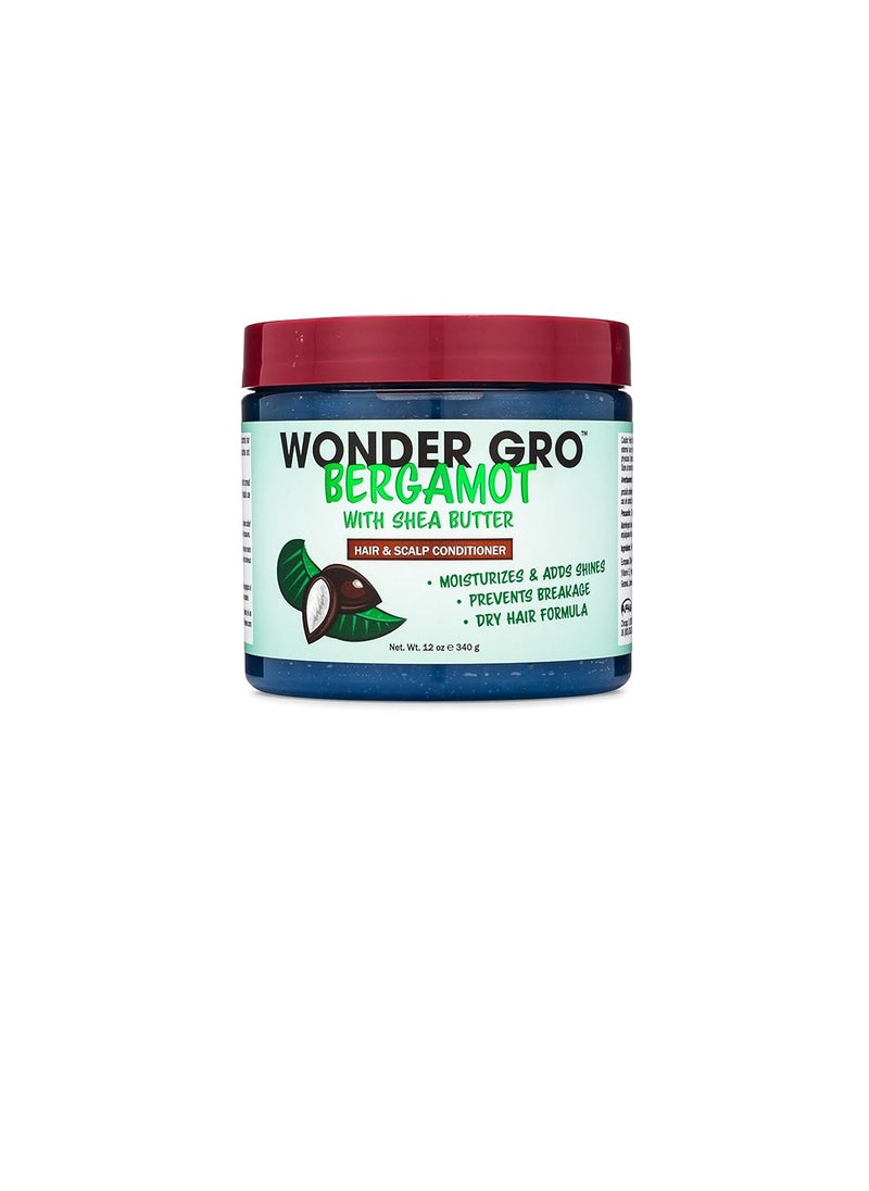 WONDER GRO Wonder Gro Bergamot with Shea Butter Hair Grease Styling Conditioner 12 fl oz  Moisturizes  Adds Shine Prevents Breakage  Best Dry Hair Formula 