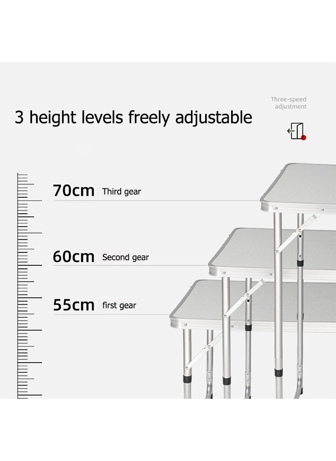 WEMART - Folding Table, 1.2M Folding Picnic Table, Aluminum Portable Camping Table with Handle, Adjustable Height Plastic Table for Picnic, Party, BBQ (White) - Image 1