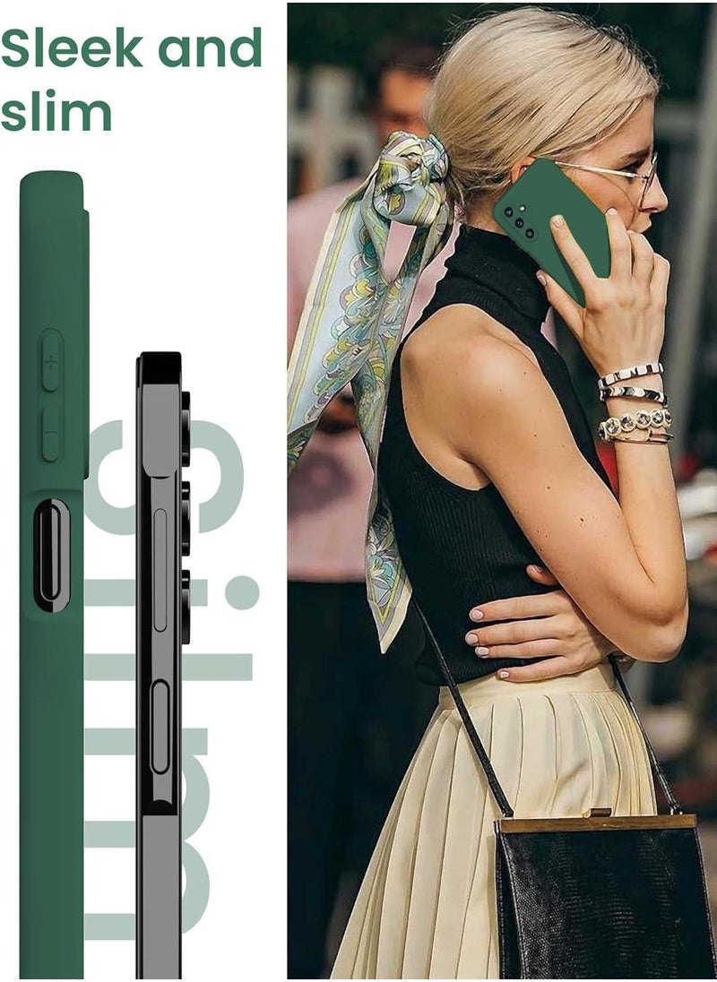 DUSALA Samsung Galaxy Samsung Galaxy A55 5G Case with 2X Screen Protector, Soft Anti-Scratch Microfiber Lining, Ultra Slim Liquid Silicone Protective Case (Midnight Green, Samsung Galaxy A55 5G)  - Image 3
