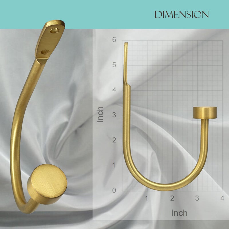 ARNORX Quality Curtain Holdbacks, Solid Steel Curtain Holdback with Disk Finial,Electroplate Finishes, Set of 2 Window Curtain Tieback Hooks, Warm Gold - Image 4