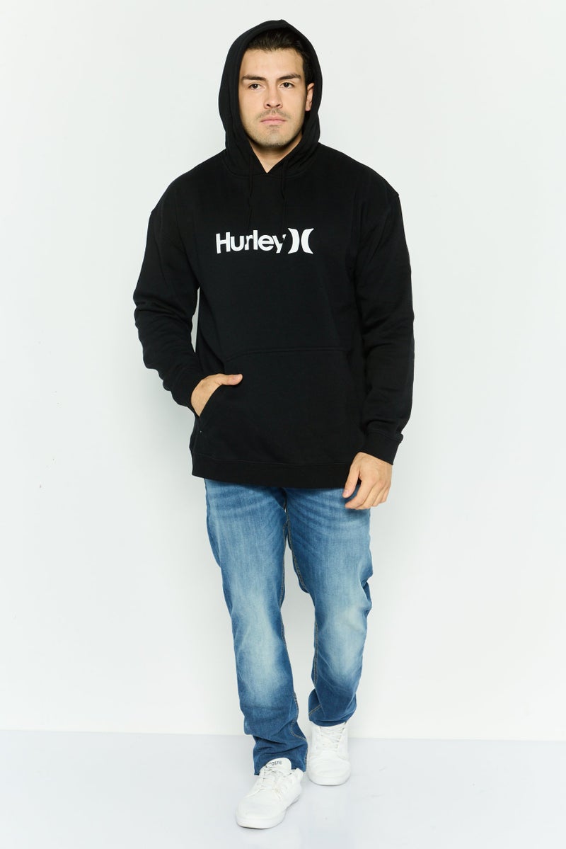 Hurley Men Long Sleeve Brand Logo Hoodies, Black - Image 3