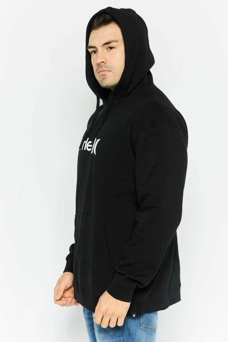 Hurley Men Long Sleeve Brand Logo Hoodies, Black - Image 4