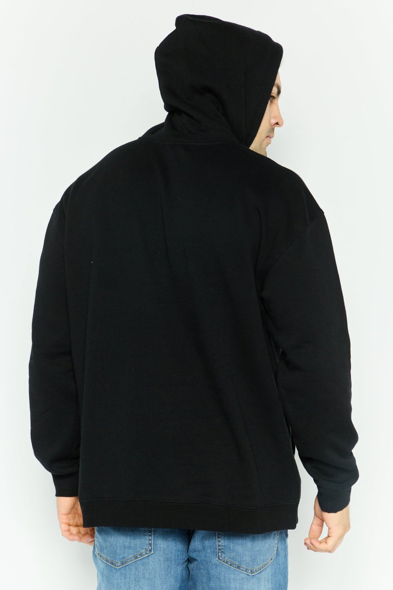 Hurley Men Long Sleeve Brand Logo Hoodies, Black - Image 2