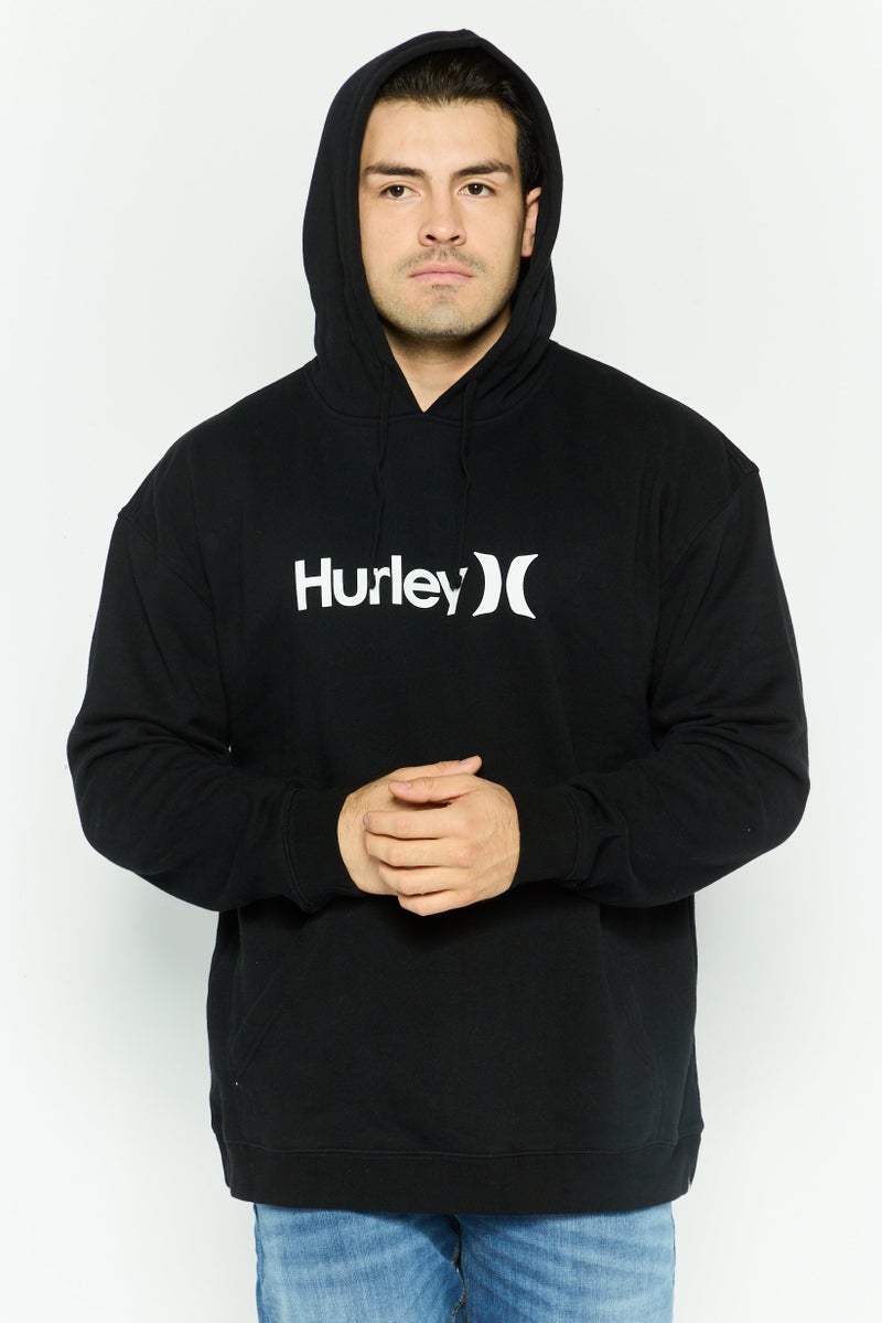 Hurley Men Long Sleeve Brand Logo Hoodies, Black - Image 1