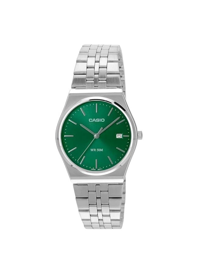 Casio MTP-B145D-3AVDF Analog Dress Watch for Unisex, Stainless Steel, Green Dial - Image 1