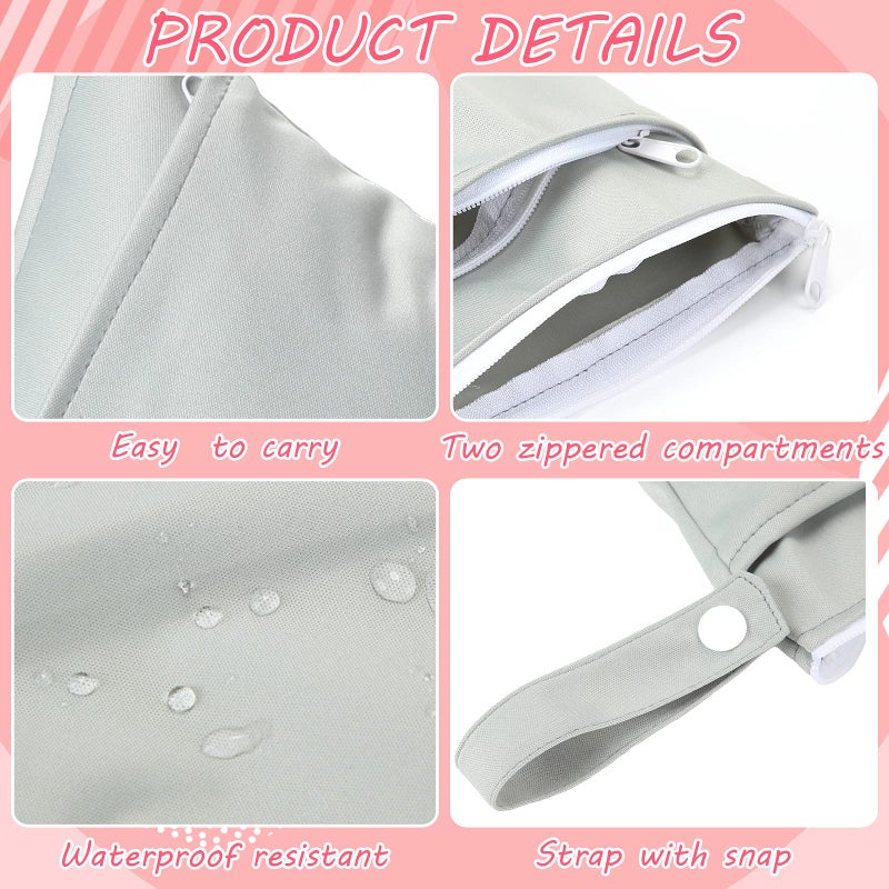 Shappy 4 Pieces Wet Dry Bag for Baby Cloth Diapers Wet Diaper Bag Washable Travel Bags Reusable with 2 Pockets for Pool Yoga Gym Travel Beach Swimwear Clothes - Image 3