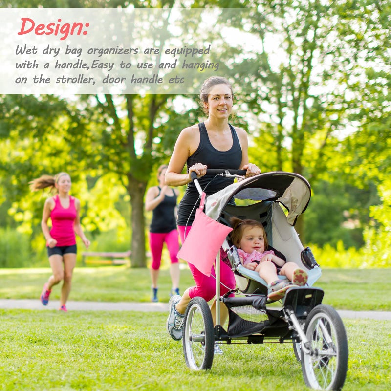 Shappy 4 Pieces Wet Dry Bag for Baby Cloth Diapers Wet Diaper Bag Washable Travel Bags Reusable with 2 Pockets for Pool Yoga Gym Travel Beach Swimwear Clothes - Image 5