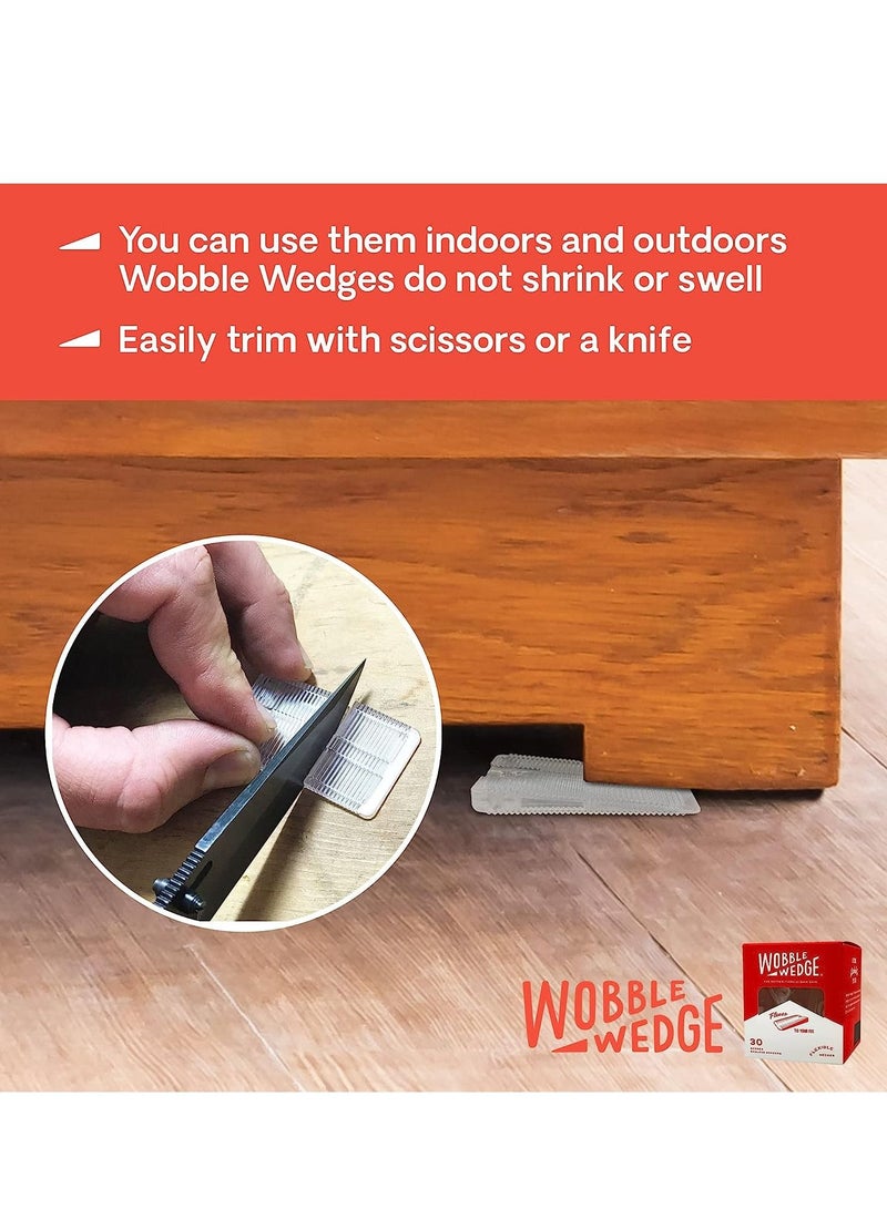 WOBBLE WEDGES Wobble Wedges Flexible Plastic Shims 30 Pack MADE IN USA Multi-Purpose Shim Wedges for Home Improvement & Work Plastic Wedge Table Shims for Leveling Toilet Shims & Furniture Levelers - Clear  - Image 3
