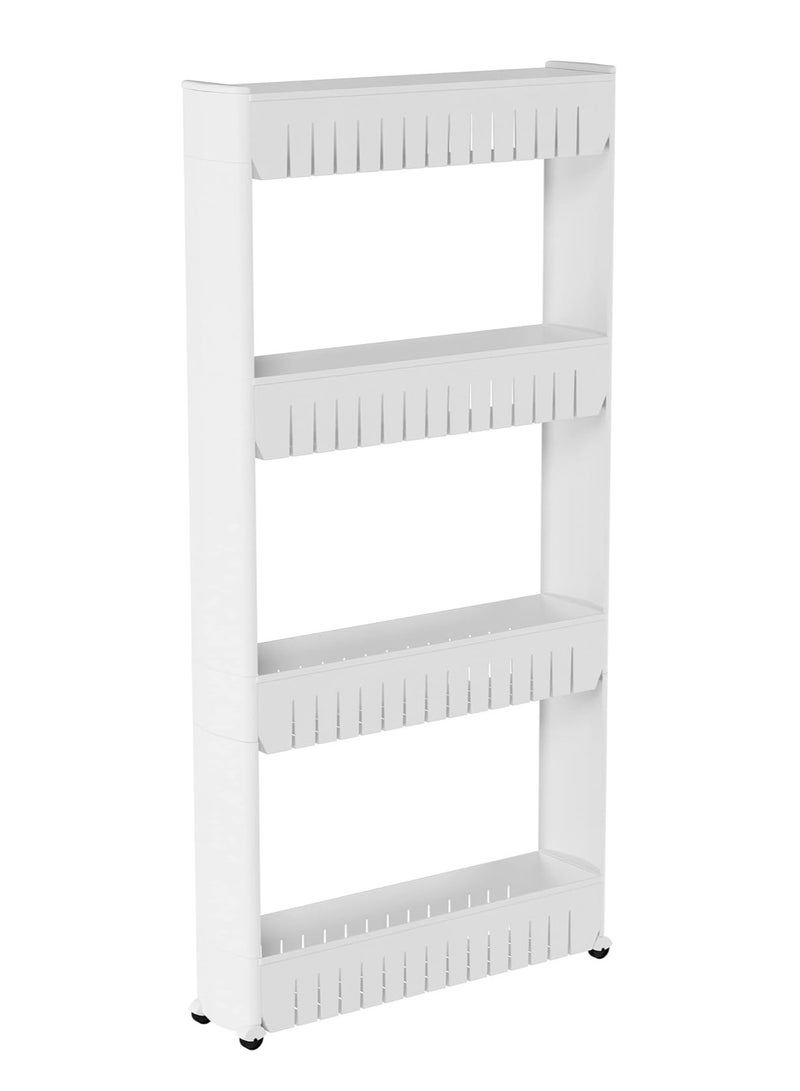 Reko Storage Baskets Slim Slide Out Pantry Storage Rack Multi-Purpose Slim 4 Tiers Kitchen Storage Rack with Wheels - multicolor - Image 1