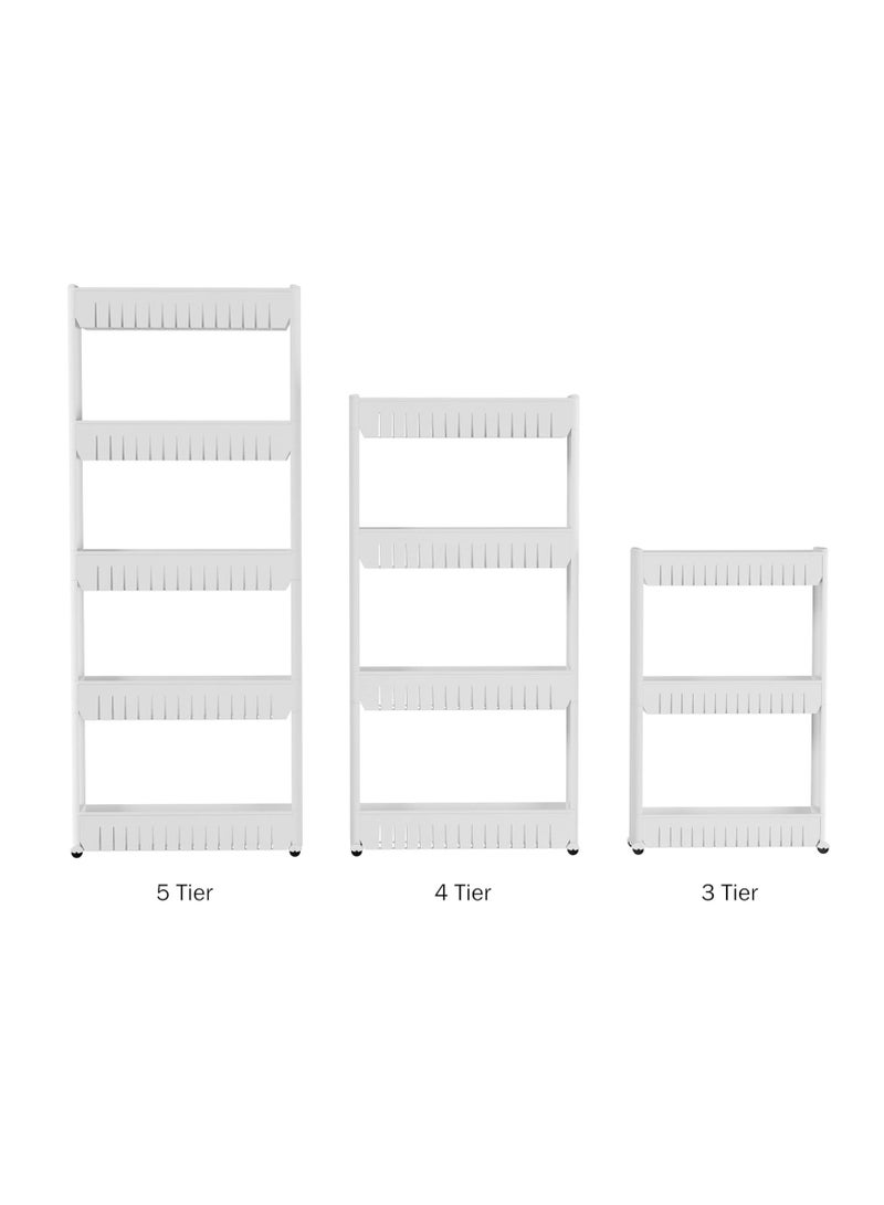 Reko Storage Baskets Slim Slide Out Pantry Storage Rack Multi-Purpose Slim 4 Tiers Kitchen Storage Rack with Wheels - multicolor - Image 3