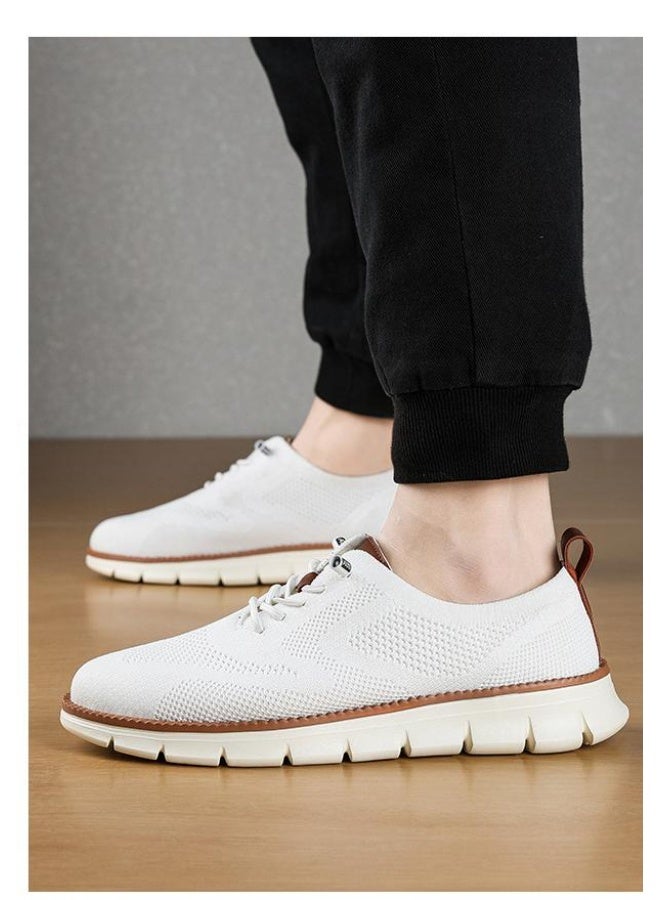 NIBEMINENT Large Size Men's Casual Sports Shoes Light And Comfortable Thick Sole Fashion Flying Woven Men's Shoes Mesh Surface - Image 2