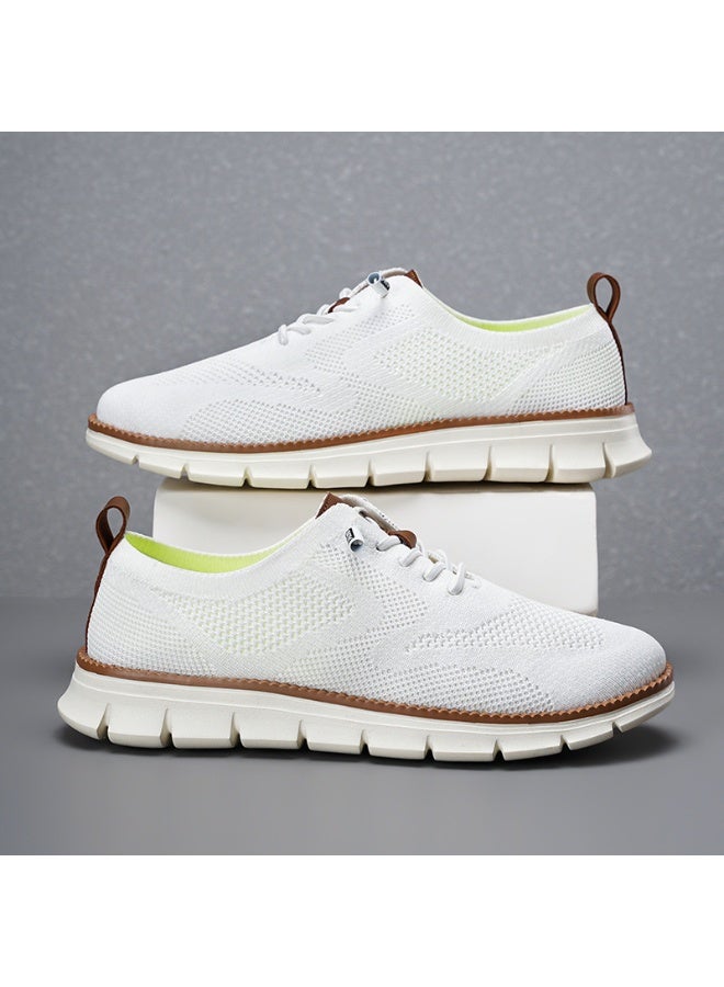 NIBEMINENT Large Size Men's Casual Sports Shoes Light And Comfortable Thick Sole Fashion Flying Woven Men's Shoes Mesh Surface - Image 1