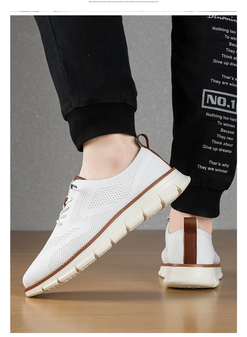 NIBEMINENT Large Size Men's Casual Sports Shoes Light And Comfortable Thick Sole Fashion Flying Woven Men's Shoes Mesh Surface - Image 3