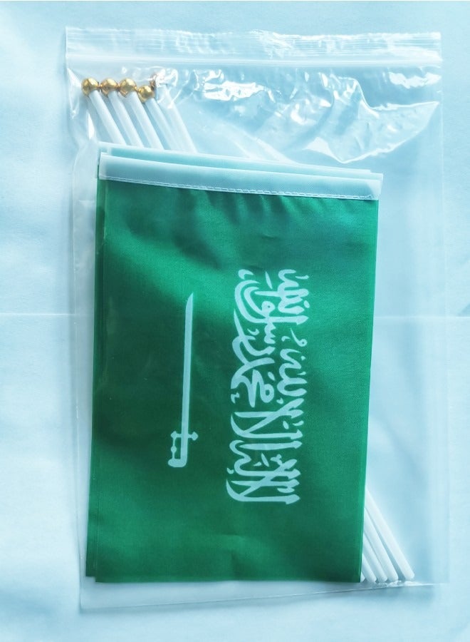 21*14cm (5-Pack) Saudi Flag Hand Waving Flags for Saudi National Day Celebration - Image 3