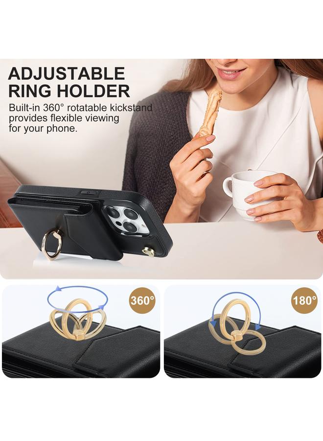 S-TOP Case For iPhone 14 Plus Ring Holder RFID Card Slot Phone Case with Long Lanyard - Image 5