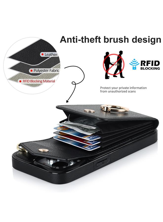 S-TOP Case For iPhone 14 Plus Ring Holder RFID Card Slot Phone Case with Long Lanyard - Image 4