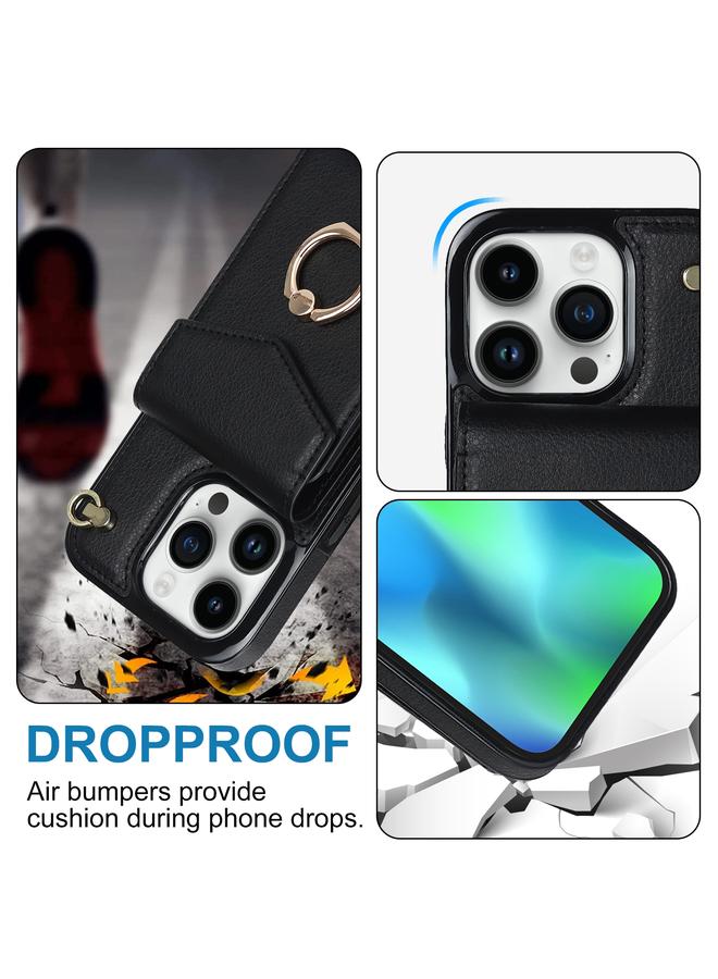 S-TOP Case For iPhone 14 Plus Ring Holder RFID Card Slot Phone Case with Long Lanyard - Image 3