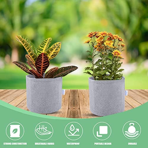 Oriley Grow Bag Heavy Duty Geo Fabric Plant Pot Lightweight Bags Ideal for Gardening Balcony Terrace (Grey, Round, 400 GSM 4 x 4 inch Pack of 2) - Image 4