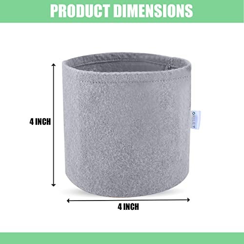 Oriley Grow Bag Heavy Duty Geo Fabric Plant Pot Lightweight Bags Ideal for Gardening Balcony Terrace (Grey, Round, 400 GSM 4 x 4 inch Pack of 2) - Image 2