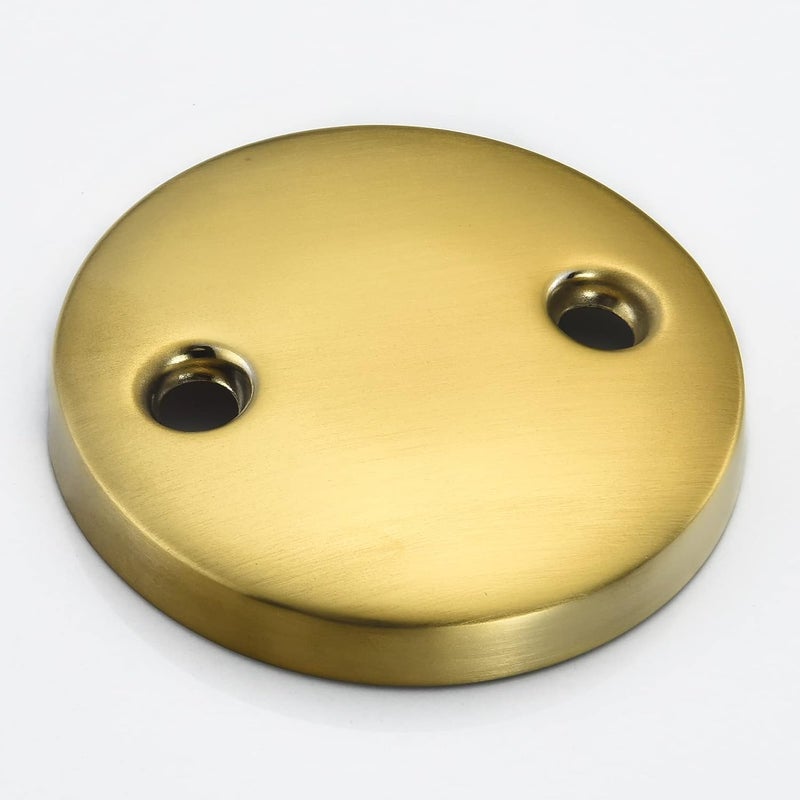 LOWCUS 2 Hole Bathtub Overflow Plate, 3-3/16 Inches Diameter, Brushed Brass - Image 4