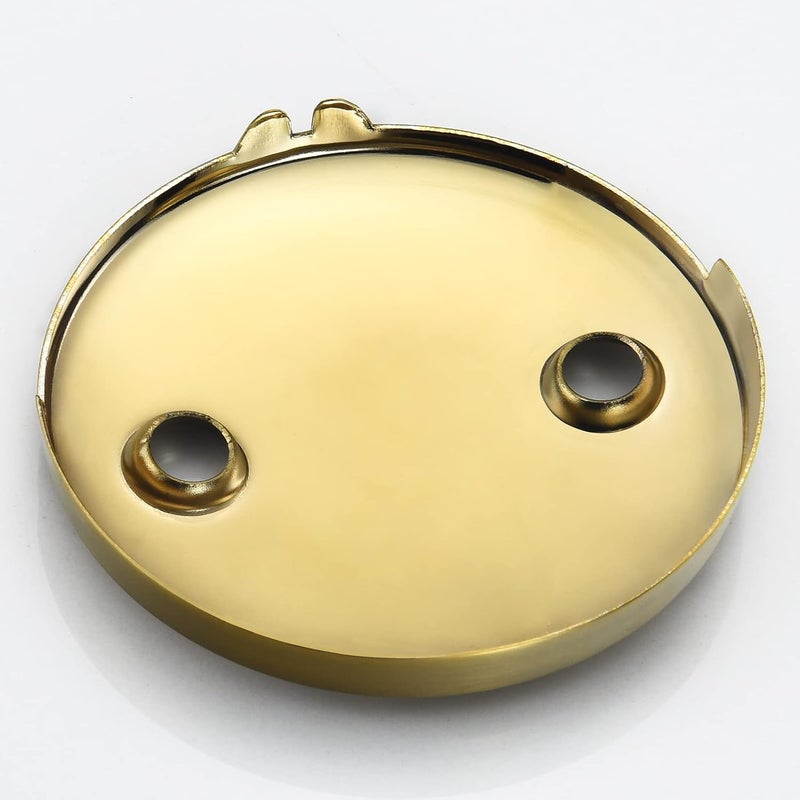 LOWCUS 2 Hole Bathtub Overflow Plate, 3-3/16 Inches Diameter, Brushed Brass - Image 5