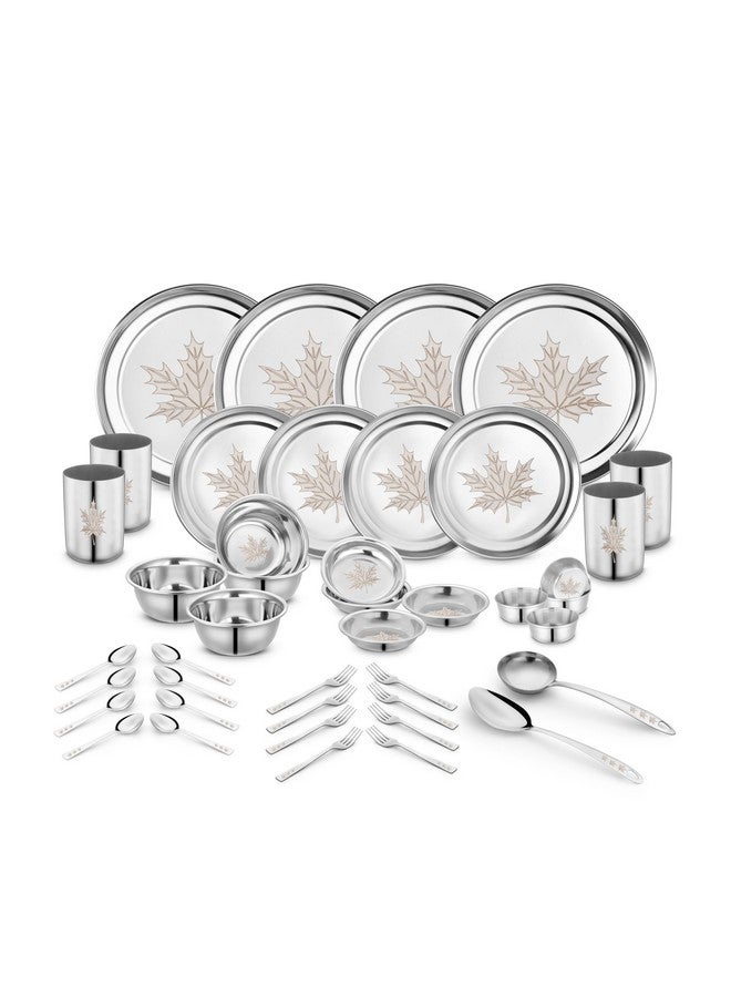 Classic Essentials Stainless Steel Dinner Set|Serves 4 People|Heavy Gauge|Kitchen Set|Permanent Laser-Maple, Set of 42 - Image 1