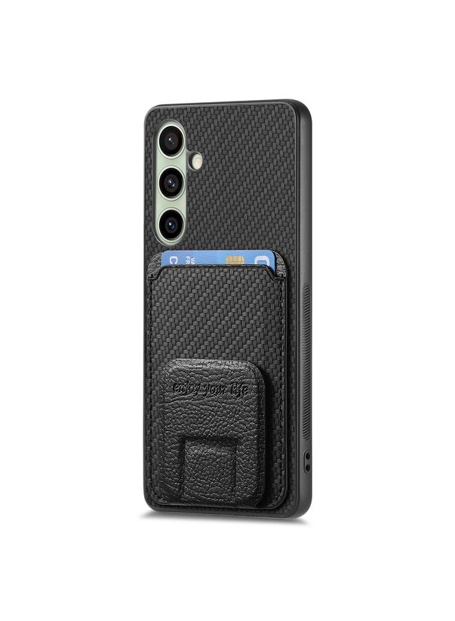 إيروريكس جراب لهاتف Samsung Galaxy A56 5G مصنوع من ألياف الكربون وحامل قابل للطي وحقيبة بطاقات - Image 2