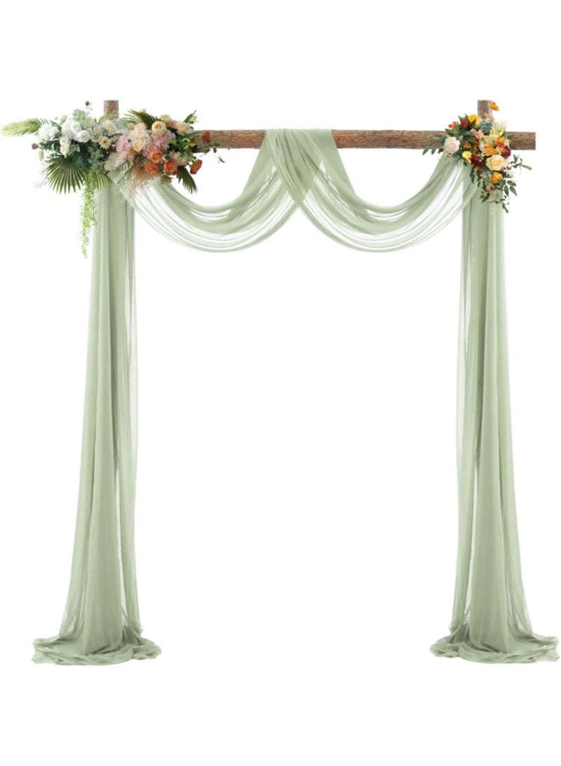 RATSAW 75 x 600 CM Wedding Arch Draping Sheer Fabric for Ceremony Party Reception Decorations  Mondrian Green - Image 1