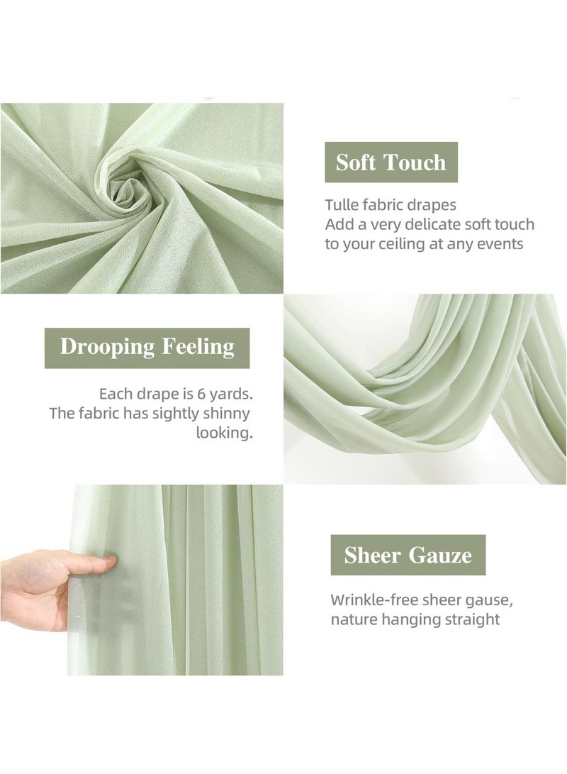 RATSAW 75 x 600 CM Wedding Arch Draping Sheer Fabric for Ceremony Party Reception Decorations  Mondrian Green - Image 2