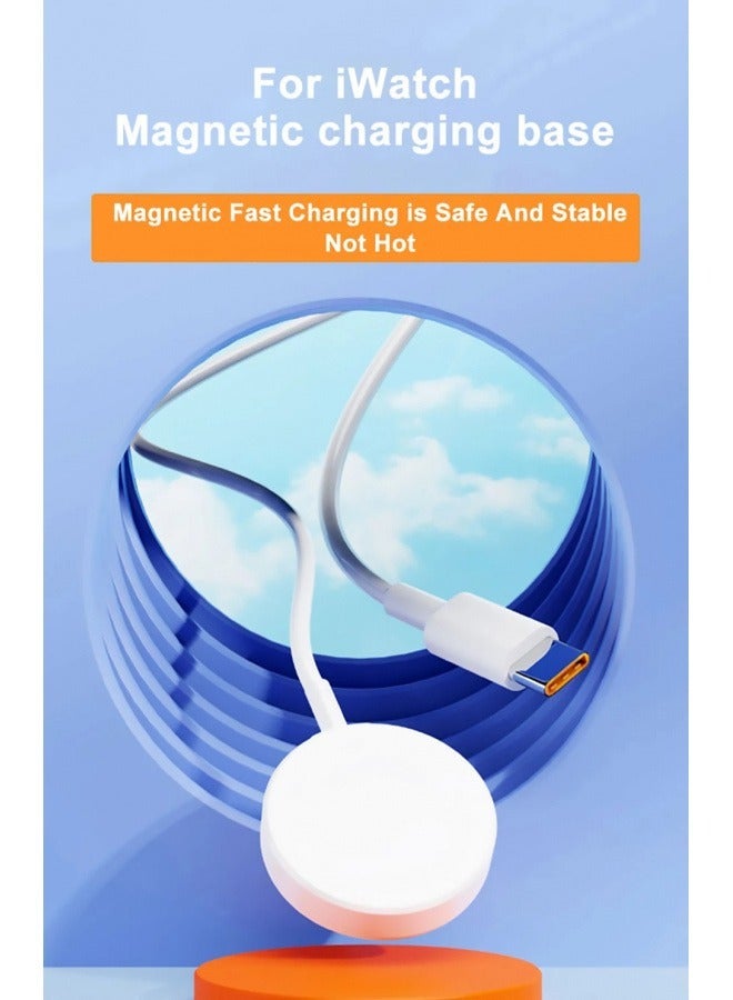 Type-c Watch Magnetic Fast Wireless Charging, Suitable For Apple Watch, Magnetic Watch Charging Cable, Suitable For Watch Series 9/8/7/ultra/ultra 2/se 2/6/5/4/3/2/1/se 1, C-type Charging Cable (white, 1m) - Image 2