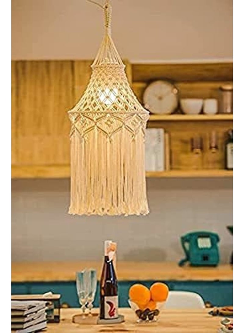 Luckam Macrame Lamp Shade Boho Hanging Pendant Light Cover Modern Office Bedroom Living Room Nursery Dorm Room Bohemian Home Decor - Image 2