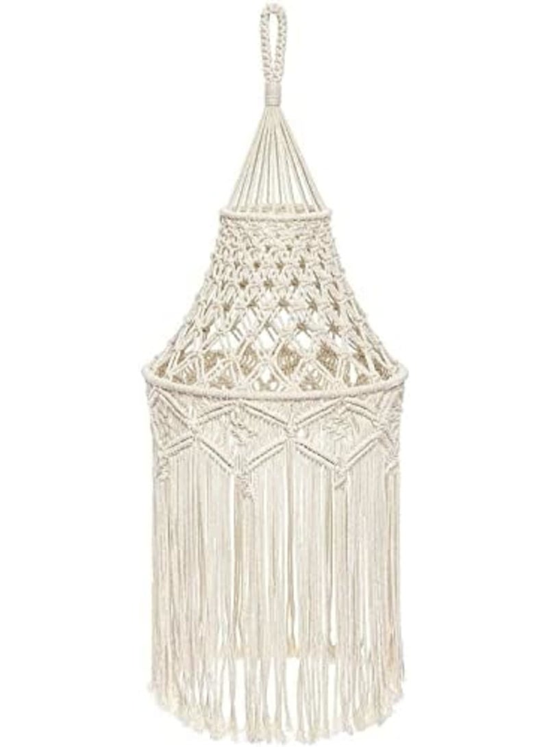 Luckam Macrame Lamp Shade Boho Hanging Pendant Light Cover Modern Office Bedroom Living Room Nursery Dorm Room Bohemian Home Decor - Image 1