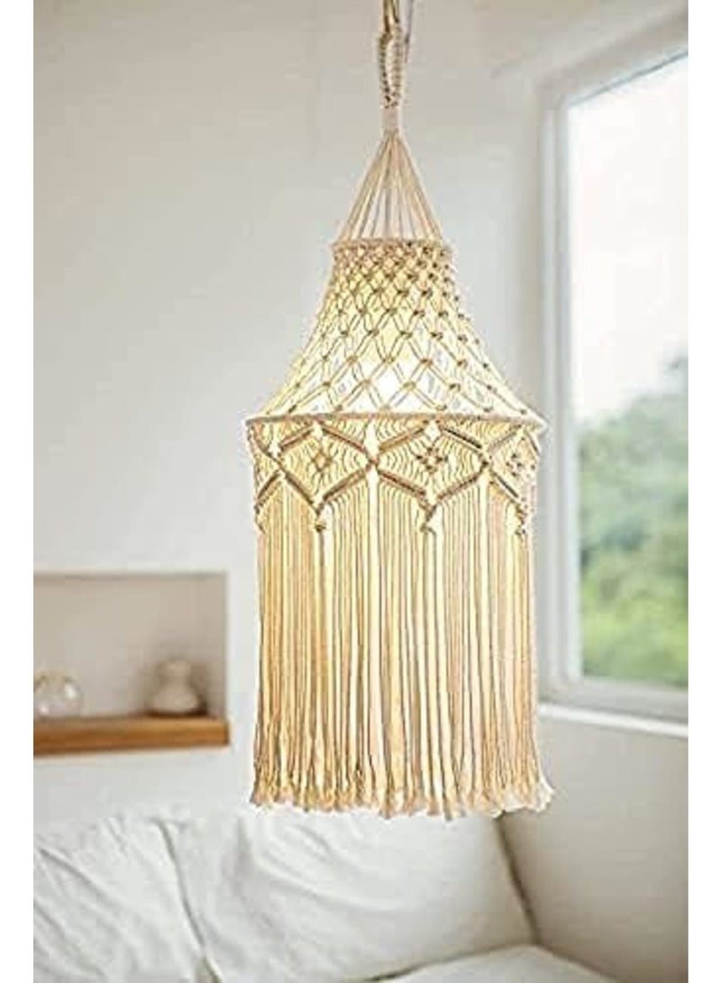 Luckam Macrame Lamp Shade Boho Hanging Pendant Light Cover Modern Office Bedroom Living Room Nursery Dorm Room Bohemian Home Decor - Image 5