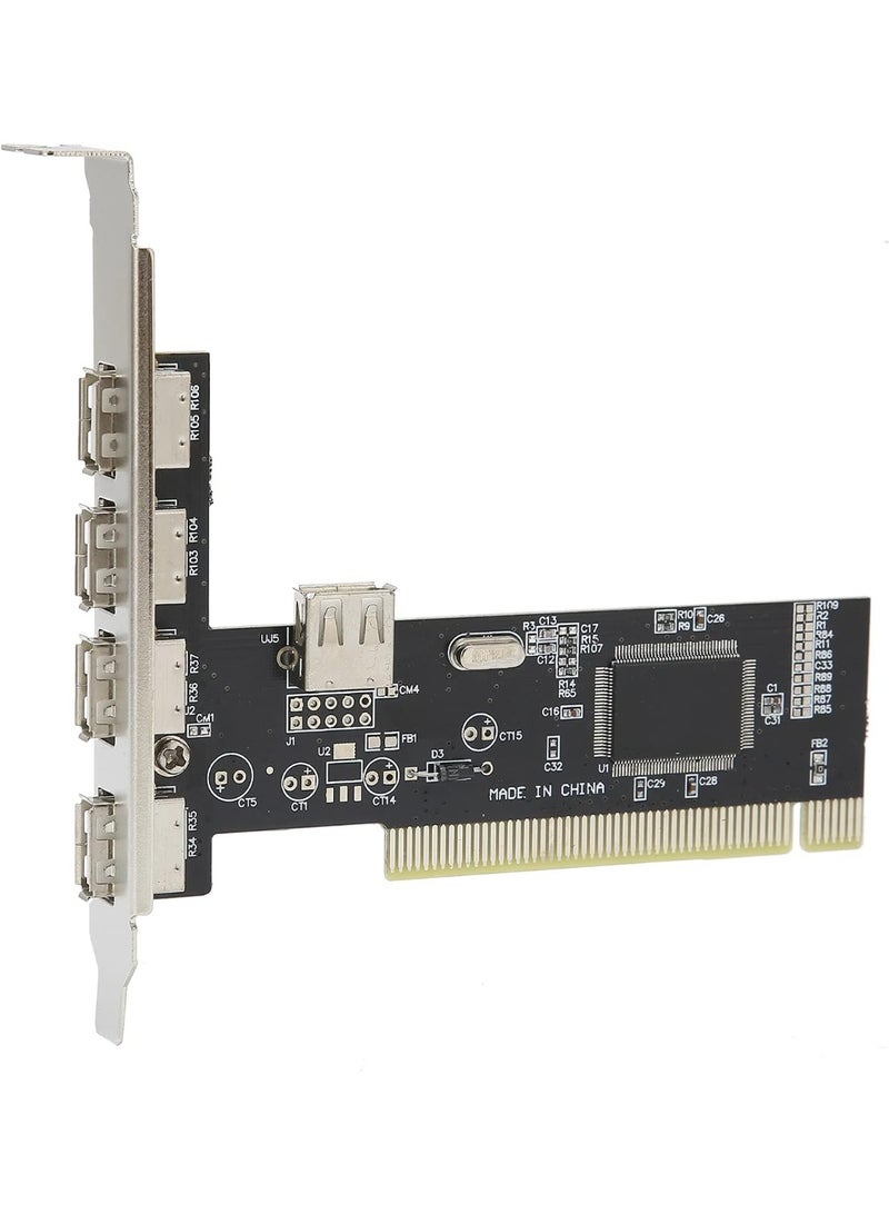 كارت توسيع USB بواجهة PCI – 5 منافذ (4 خارجية + 1 داخلية) لأجهزة الكمبيوتر المكتبي  - Image 1