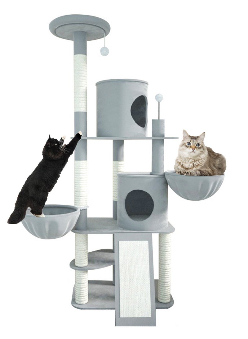 Kidle Multi-level Cat Tower Multifunctional Cat Climbing Frame All-in-One Cat Nest Cat Tree Large Sisal Toys Cat House for Play and Rest Pet Condo Cat Apartment - Image 1
