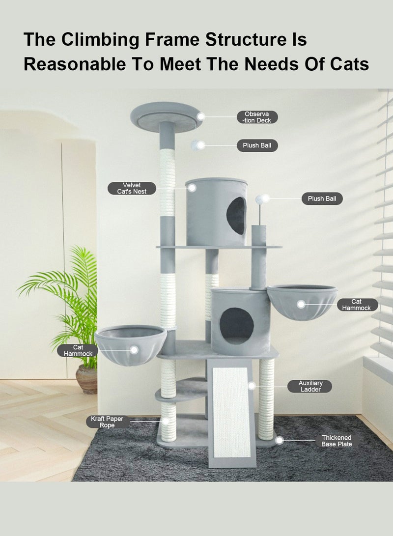 Kidle Multi-level Cat Tower Multifunctional Cat Climbing Frame All-in-One Cat Nest Cat Tree Large Sisal Toys Cat House for Play and Rest Pet Condo Cat Apartment - Image 3