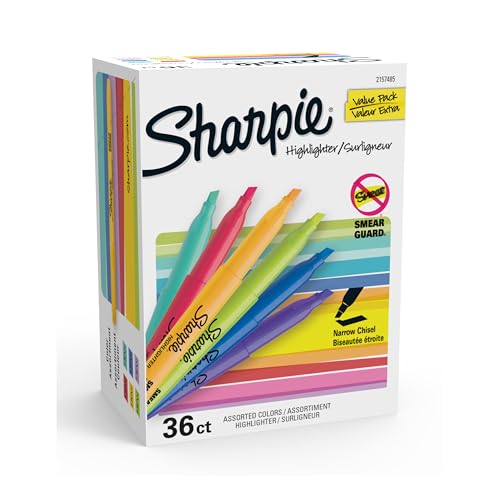 Sharpie Pocket Highlighters Narrow Chisel Tip 12 Assorted Fashion Colors 36 Count For Studying NoteTaking School College Office Student Teacher Supplies - Image 1