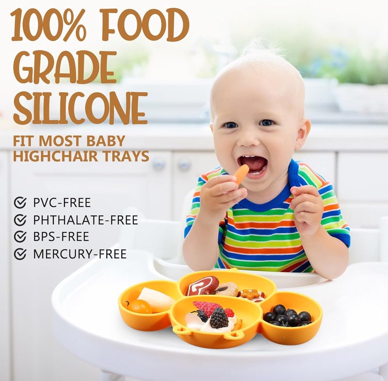 Maxdot 4 Pcs Silicone Baby Plates Toddler Suction Plates Divided Baby Dishes Cute Animal Kids Plates for Toddlers Baby Feeding Eating Supplies Microwave and Dishwasher Safe Multi ColorsCute - Image 5
