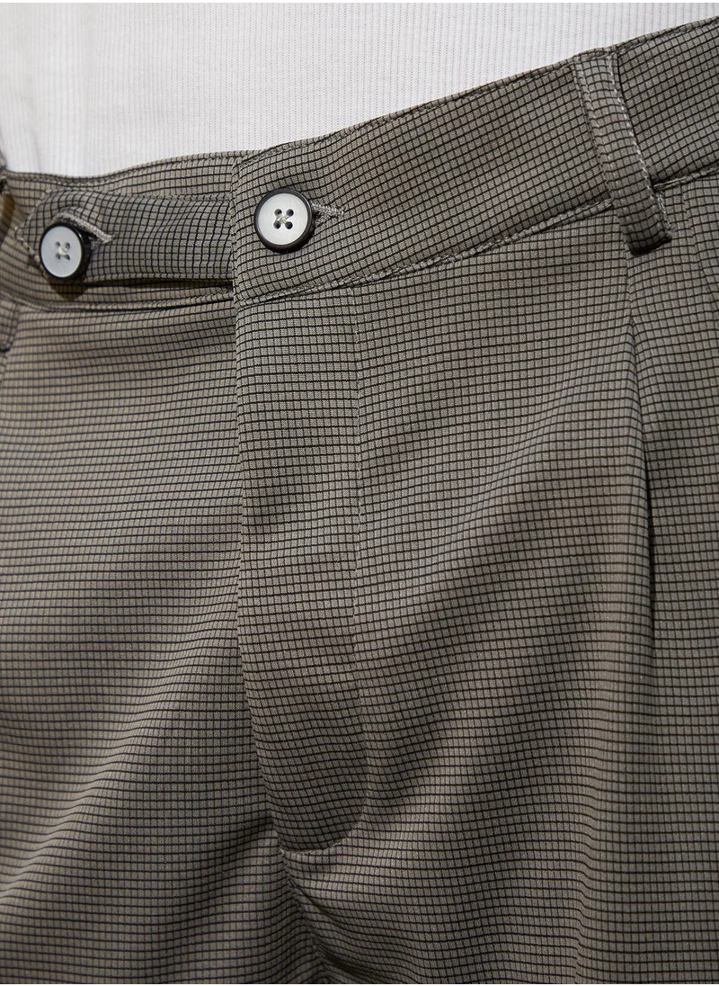 Campus Sutra Men's Ash Grey Micro-Check Chino Trousers