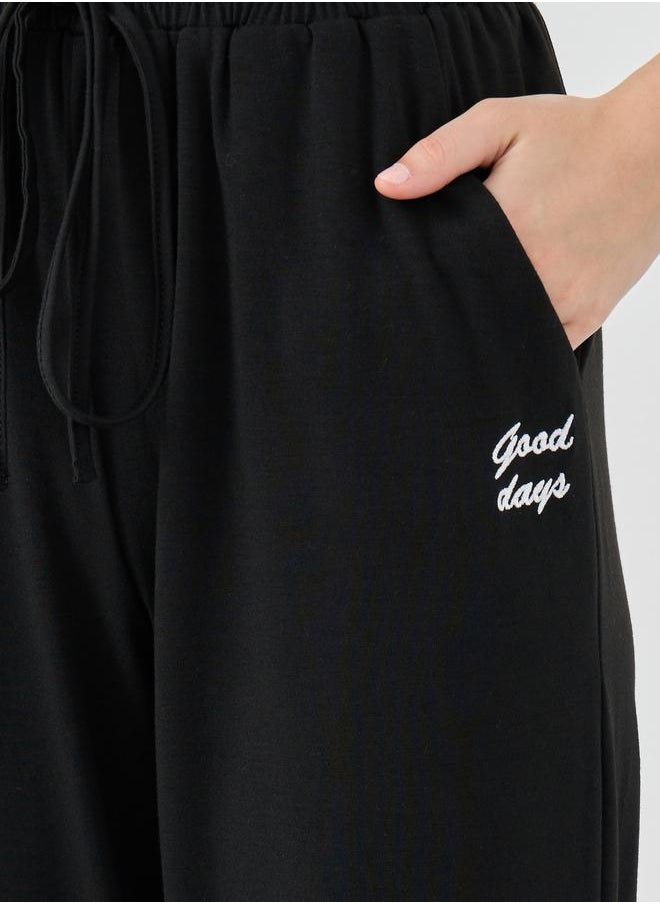 Take Two Take Two Embroidered Wide Leg Joggers  - Image 3